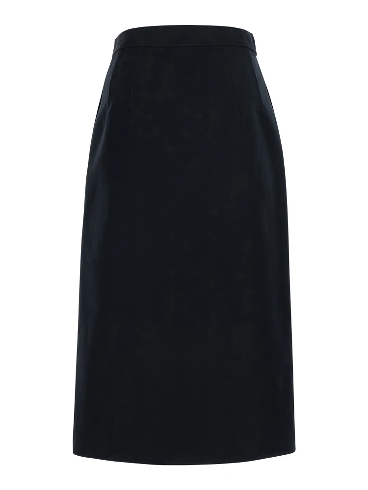 Black High-Waisted Skirt with Single Front Slit in Cotton for Women alternative
