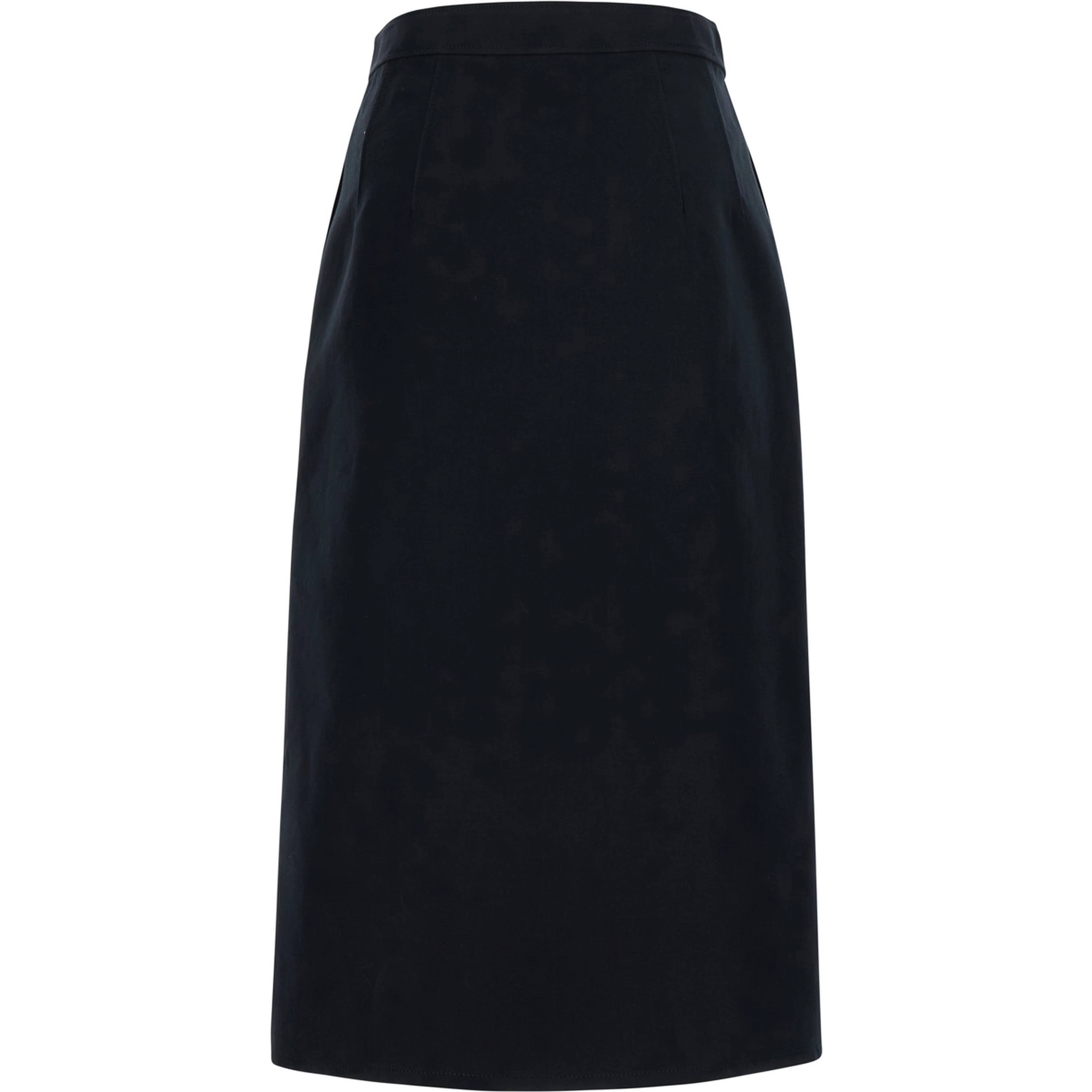 Black High-Waisted Skirt with Single Front Slit in Cotton for Women