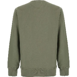 Green Crewneck sweatshirt with Logo lettering on the front in cotton for men