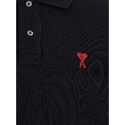 Polo Shirt with Embroidered ADC Logo on the Front in Black Cotton for Men