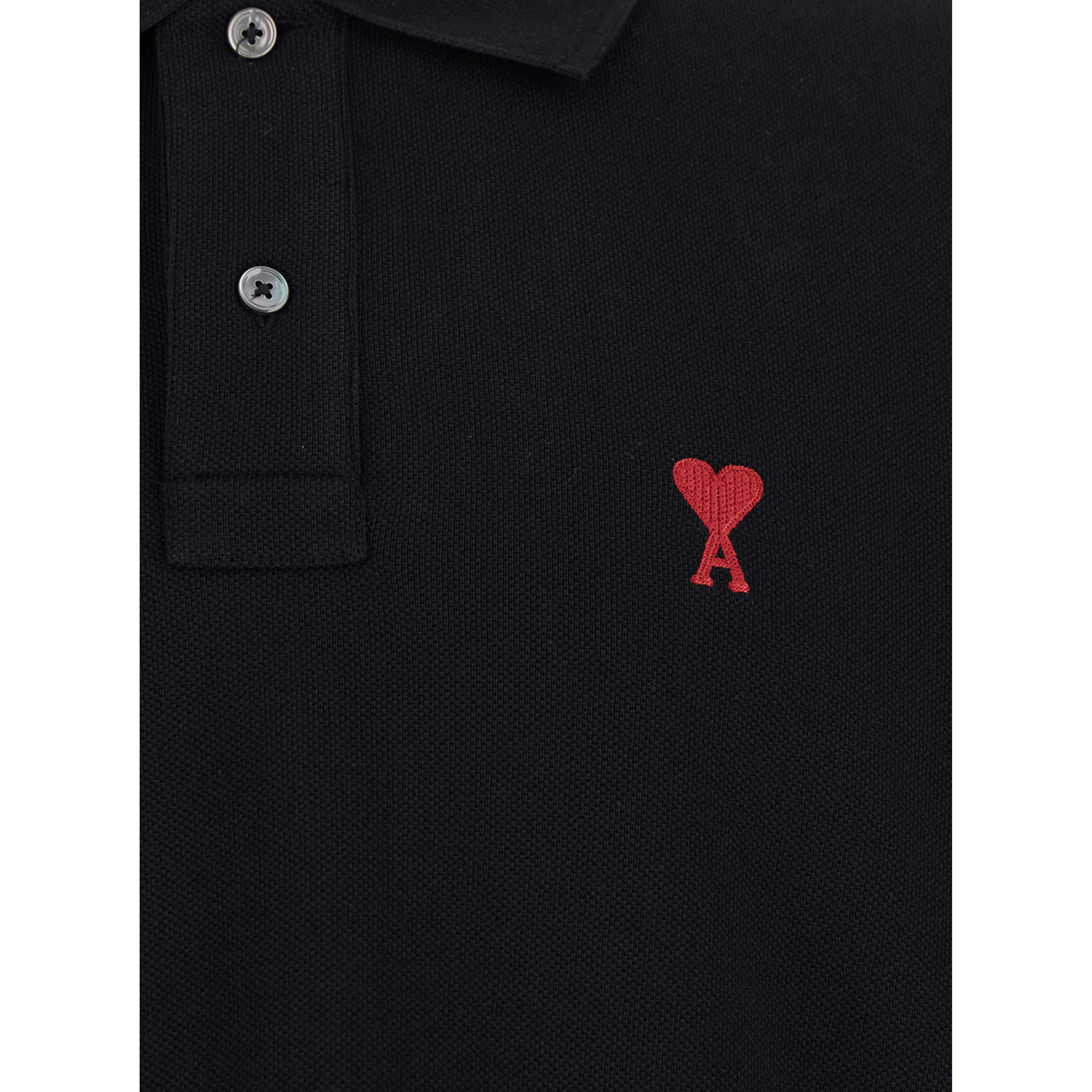 Polo Shirt with Embroidered ADC Logo on the Front in Black Cotton for Men
