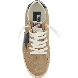 Ballstar Beige Low Top Sneakers with Star Patch on the Side in Suede for Women