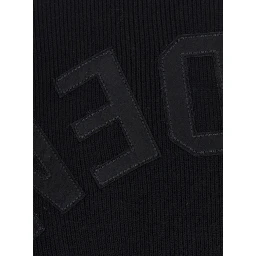 Black Long-Sleeve Crew Neck T-Shirt with Logo Lettering on the Back in Cotton Blend Men