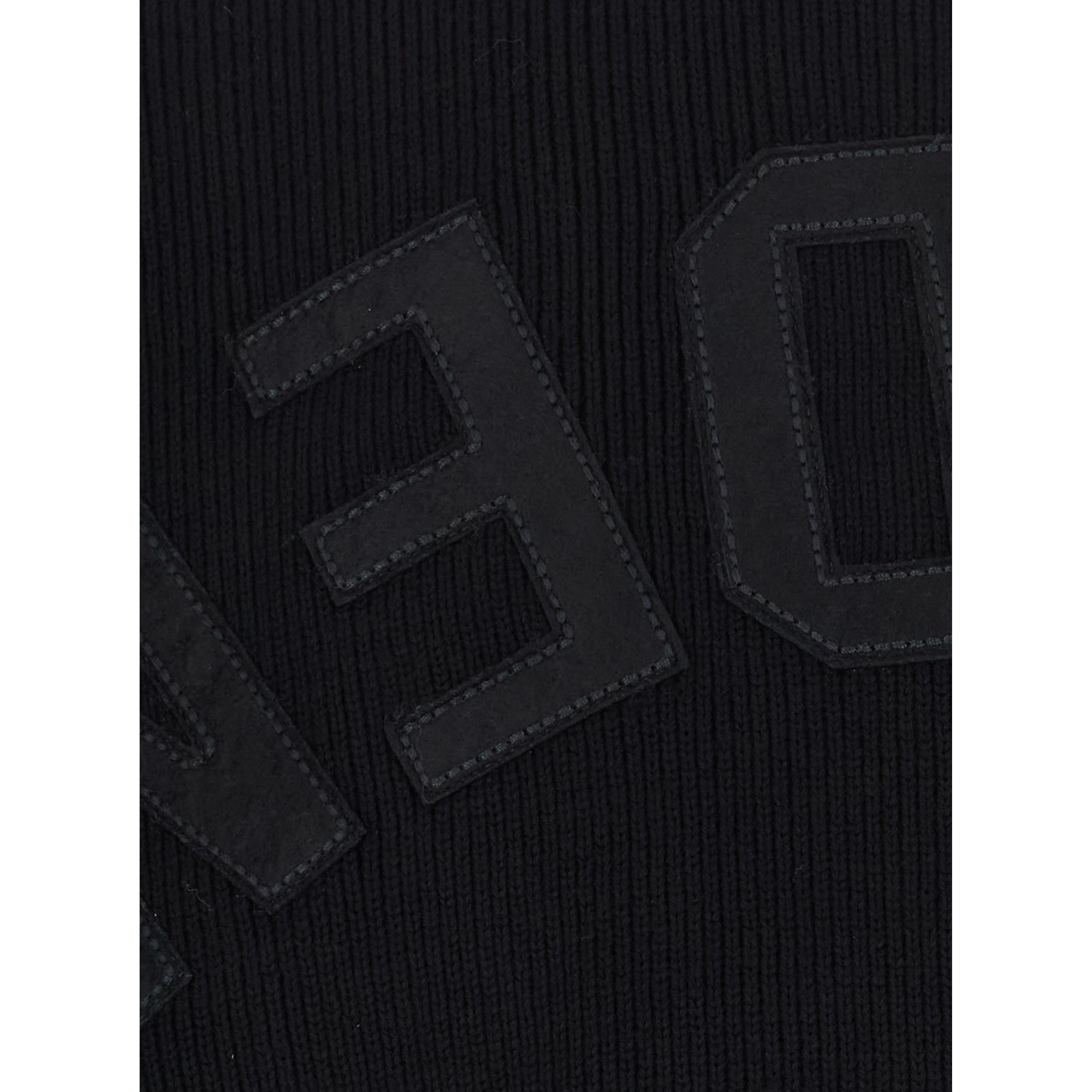 Black Long-Sleeve Crew Neck T-Shirt with Logo Lettering on the Back in Cotton Blend Men