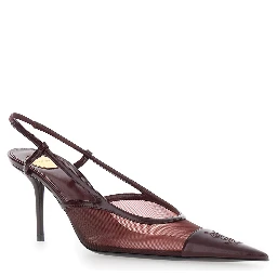 RENEE Bordeaux Pointed Pumps with Elastic Strap in Leather for Women