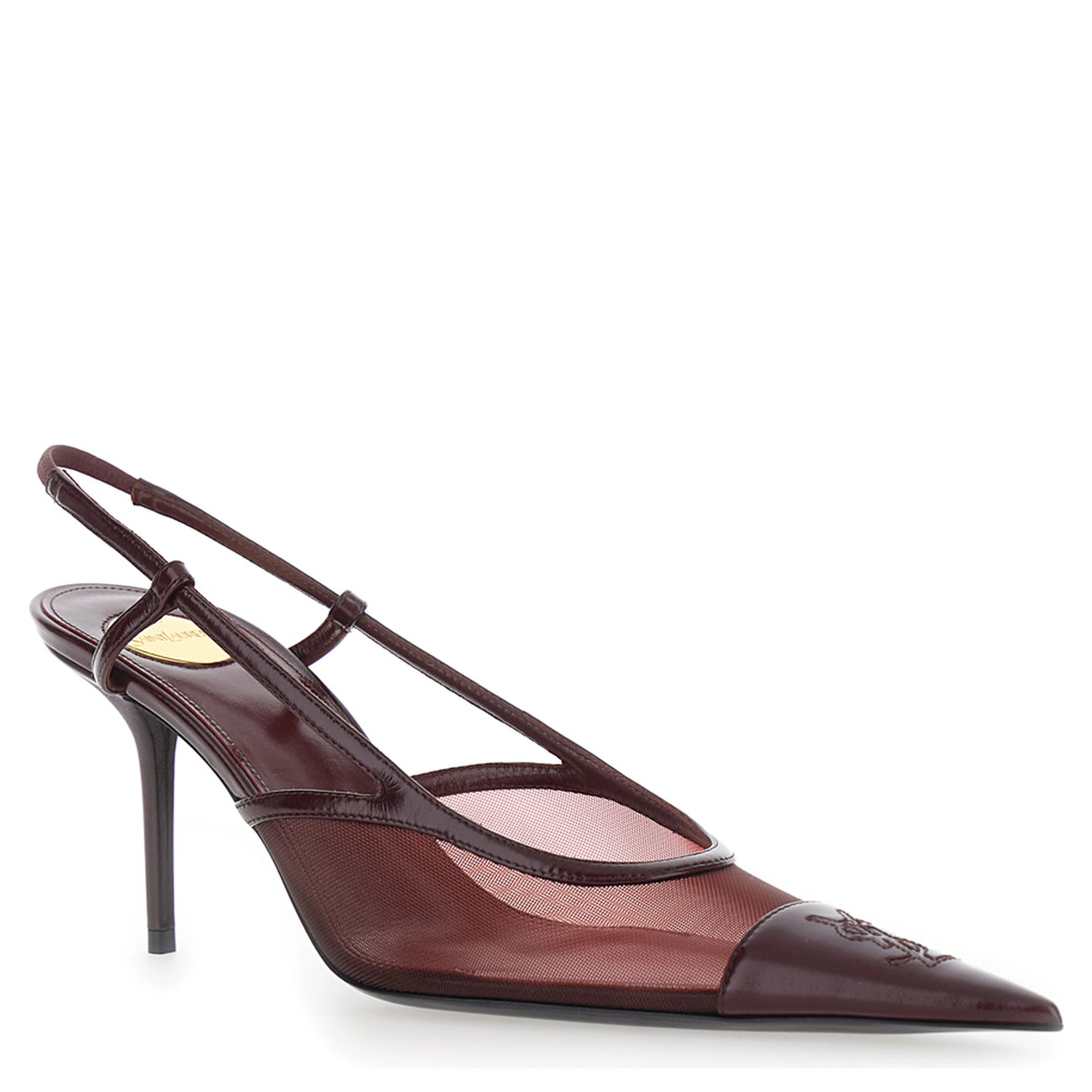 RENEE Bordeaux Pointed Pumps with Elastic Strap in Leather for Women
