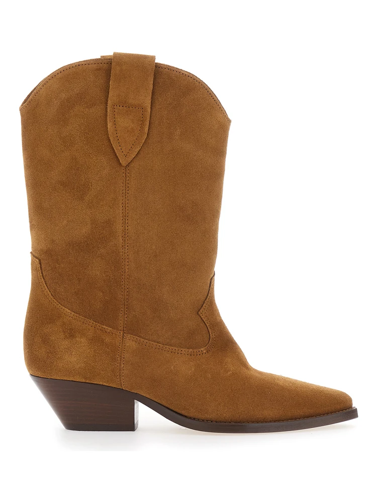 Duerto Brown Cowboy Boots with Cuban Heel in Suede for Women