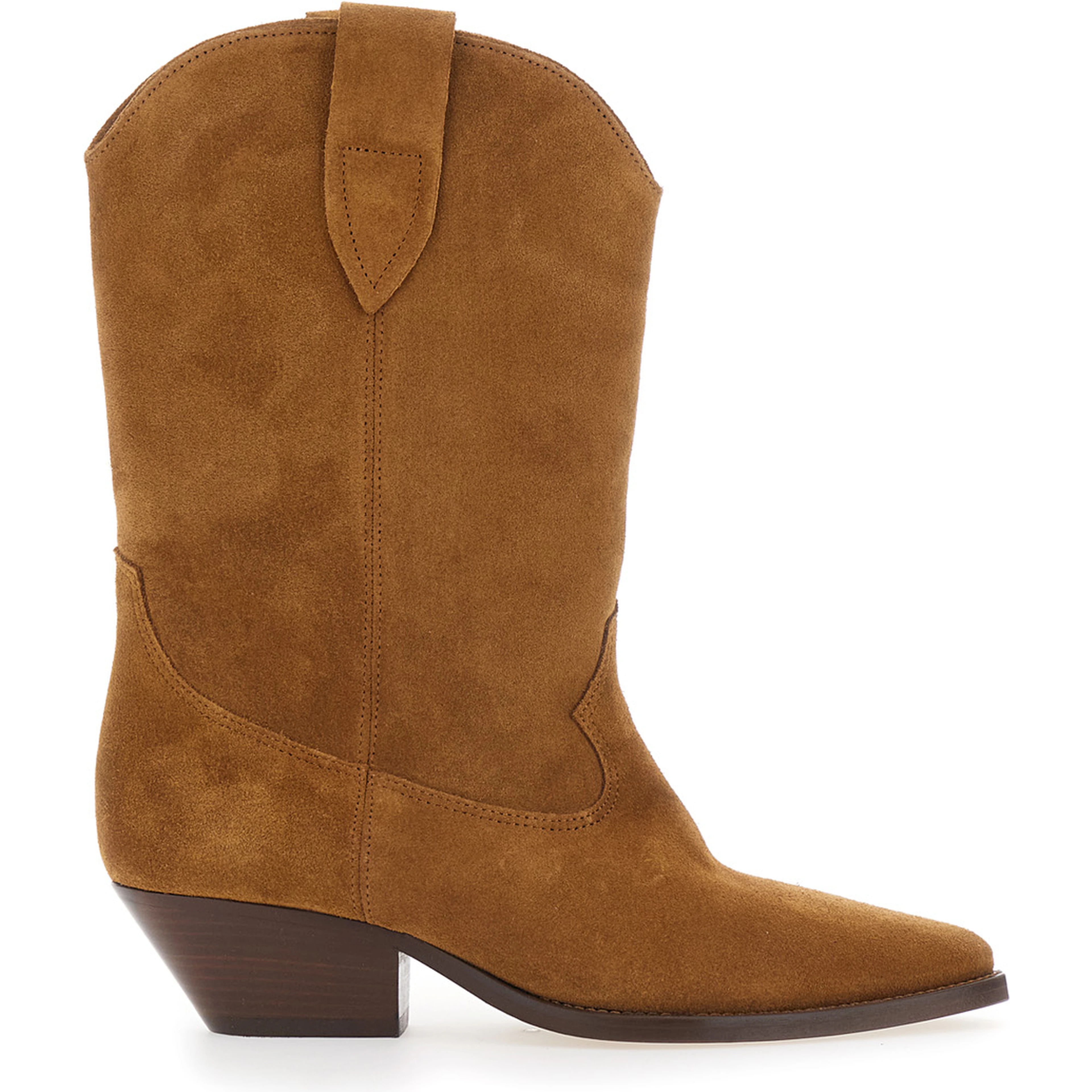 Duerto Brown Cowboy Boots with Cuban Heel in Suede for Women