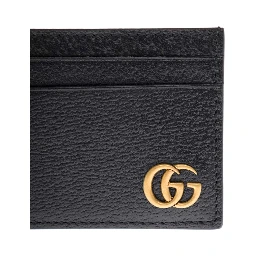 Card holder with GG plaque on the front in Black Leather for Men