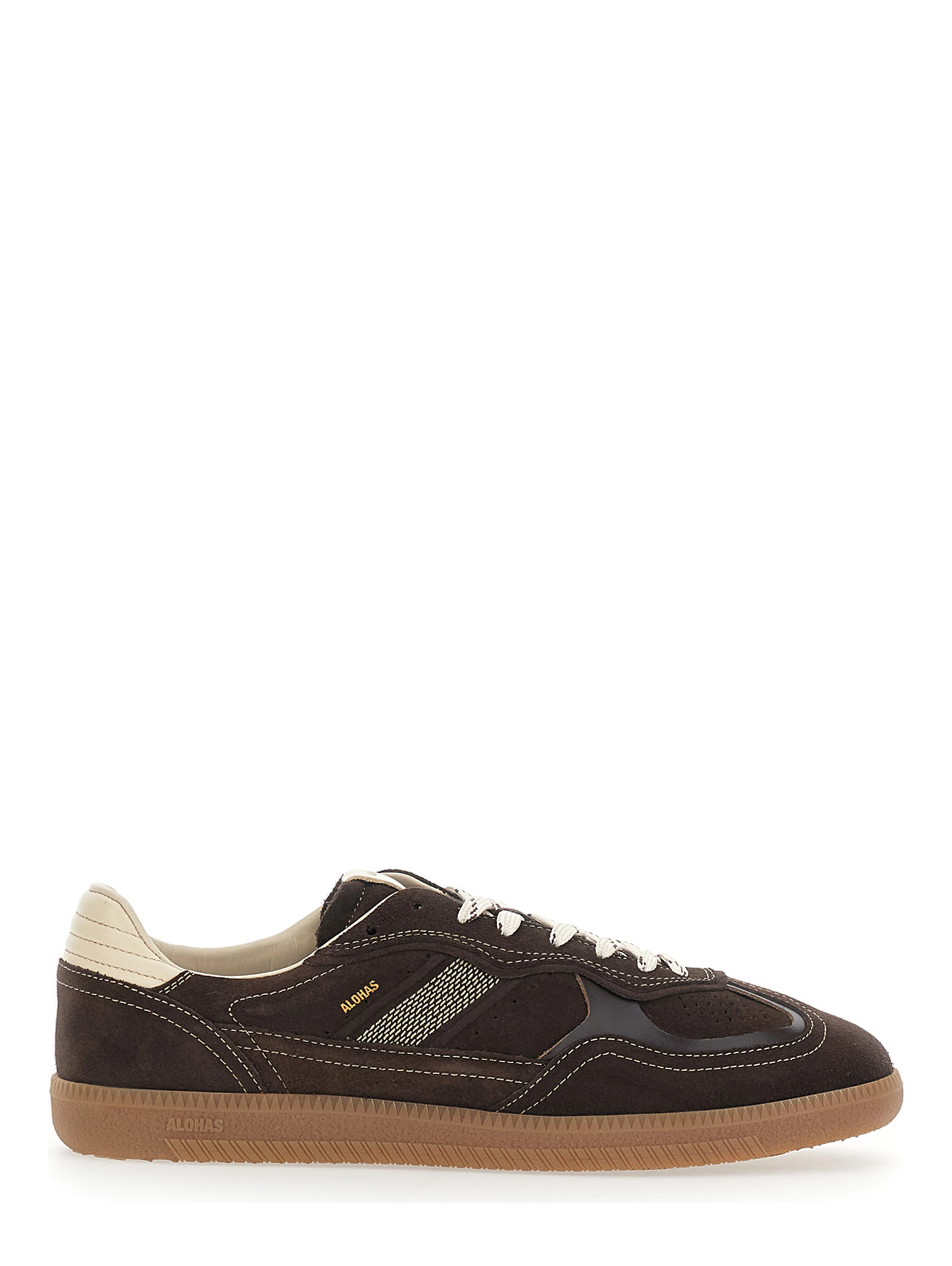 Brown Sneakers with logo patch on the tongue and Contrasting stitching in leather for men