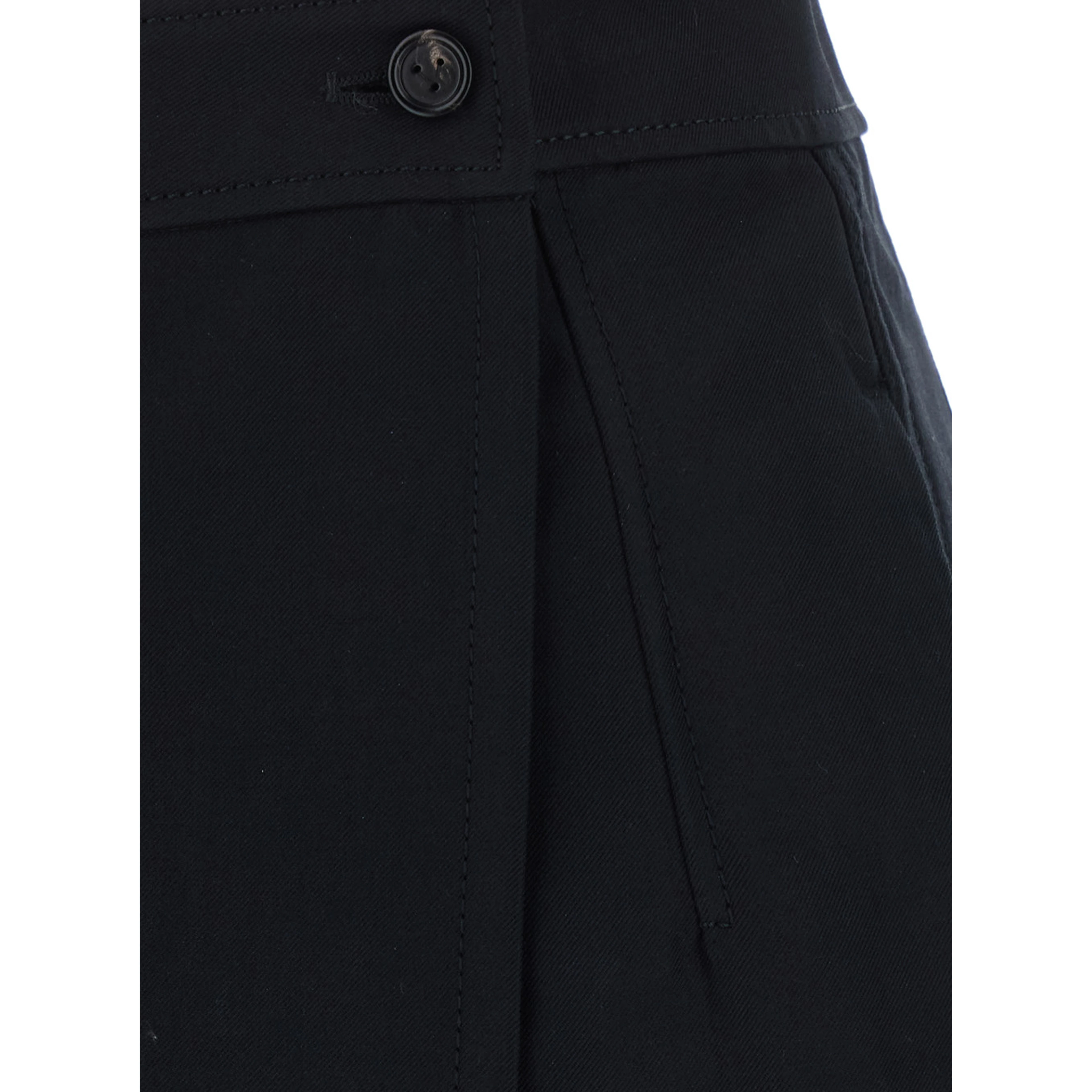 Black High-Waisted Skirt with Single Front Slit in Cotton for Women