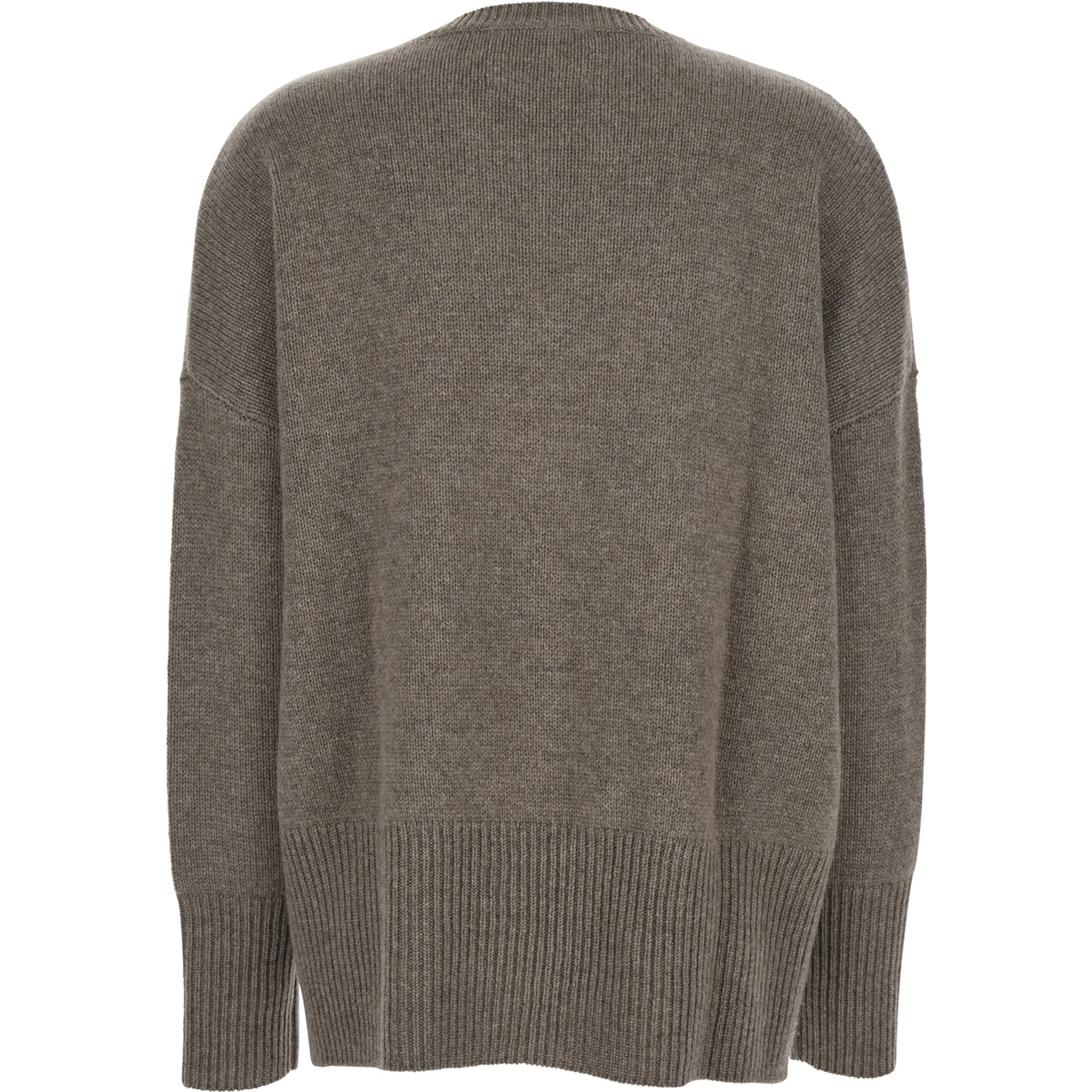Sweater Mila with Ribbed Finishes in Gray Cashmere Woman