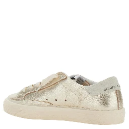 May Metallic Low Top Sneakers with Logo on the Tongue and Star Detail on the Side in Laminated Leather Girl