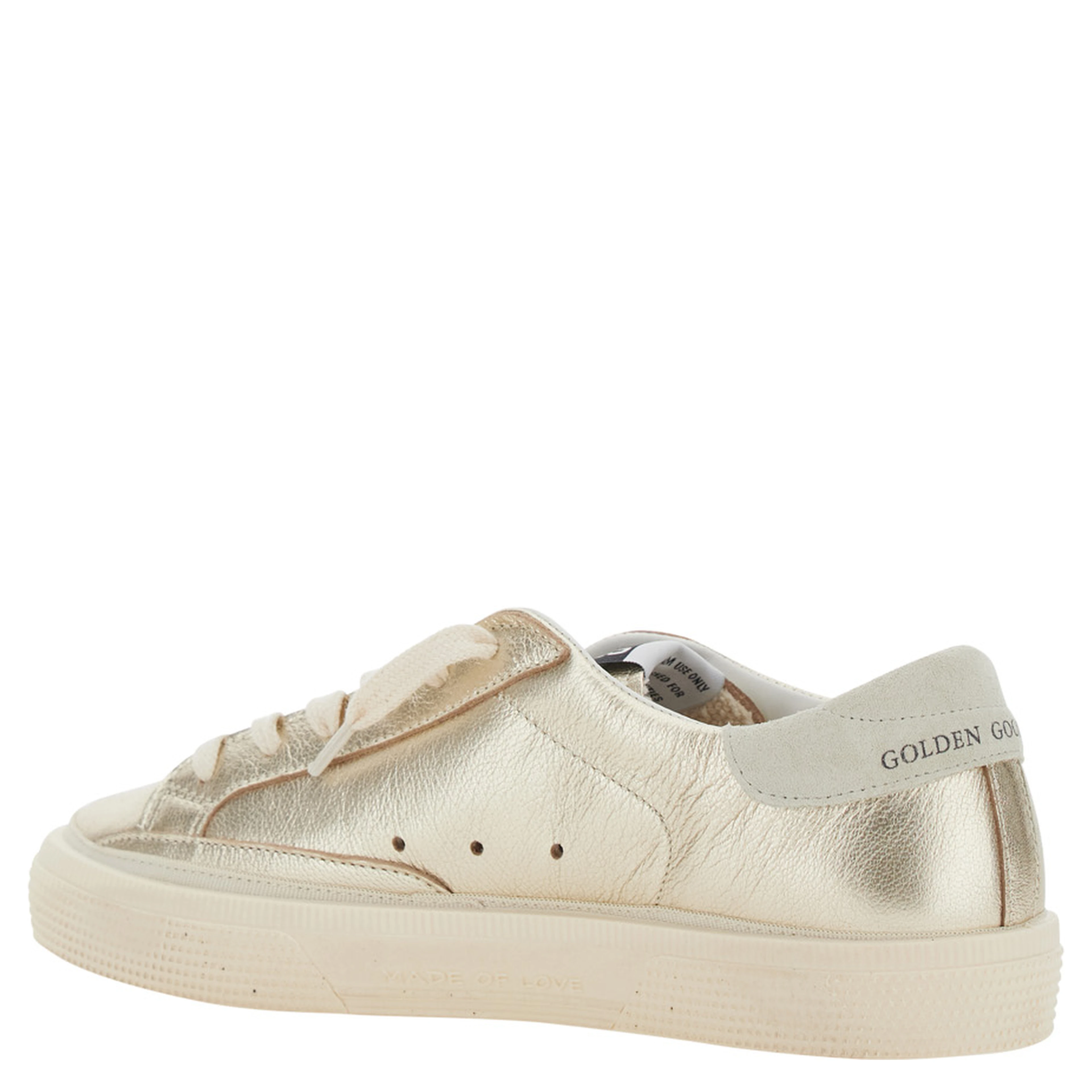 May Metallic Low Top Sneakers with Logo on the Tongue and Star Detail on the Side in Laminated Leather Girl