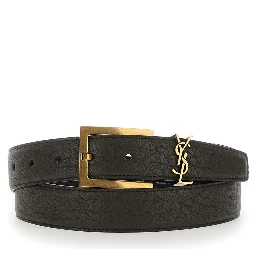 Brown Belt with Cassandre buckle closure in leather for women