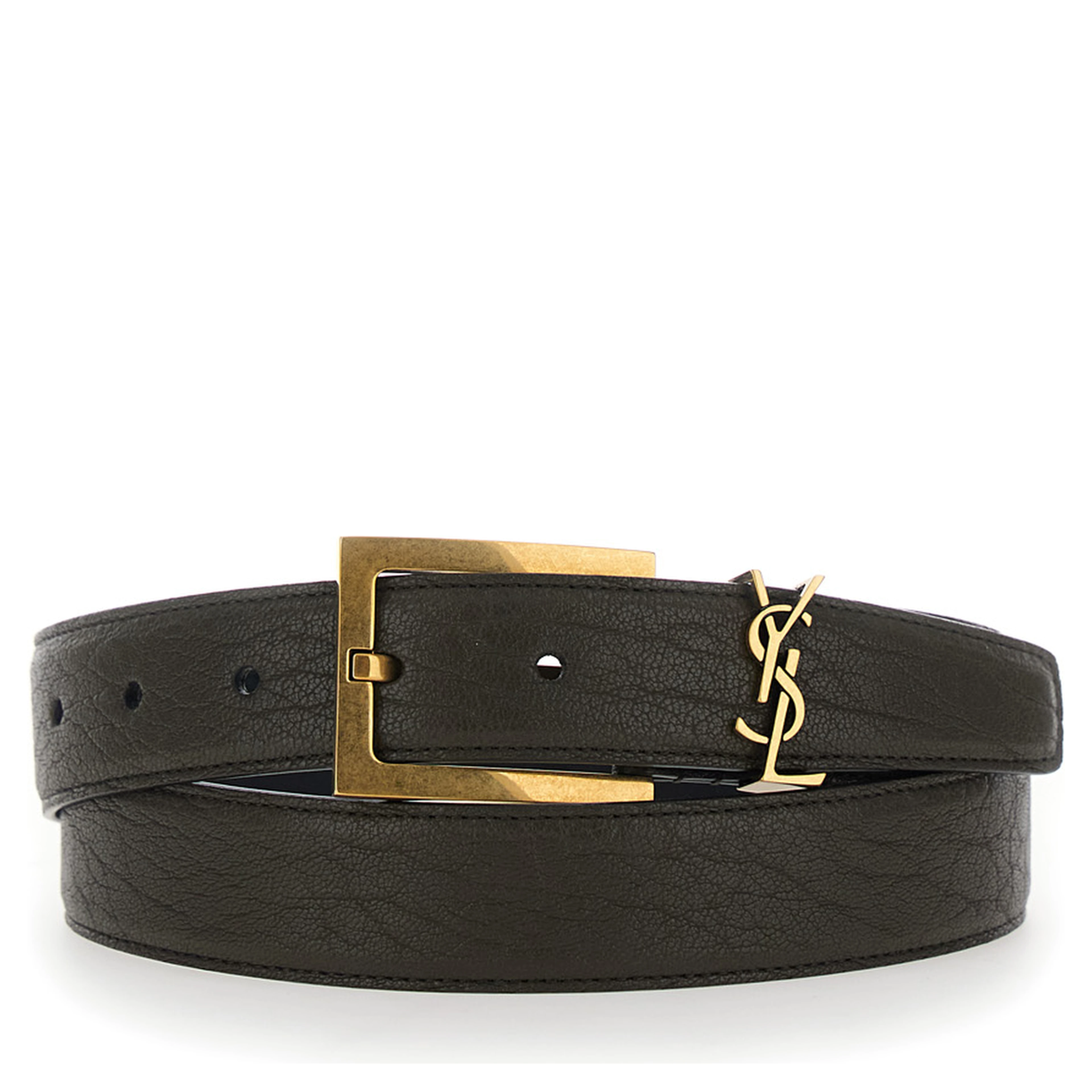 Brown Belt with Cassandre buckle closure in leather for women