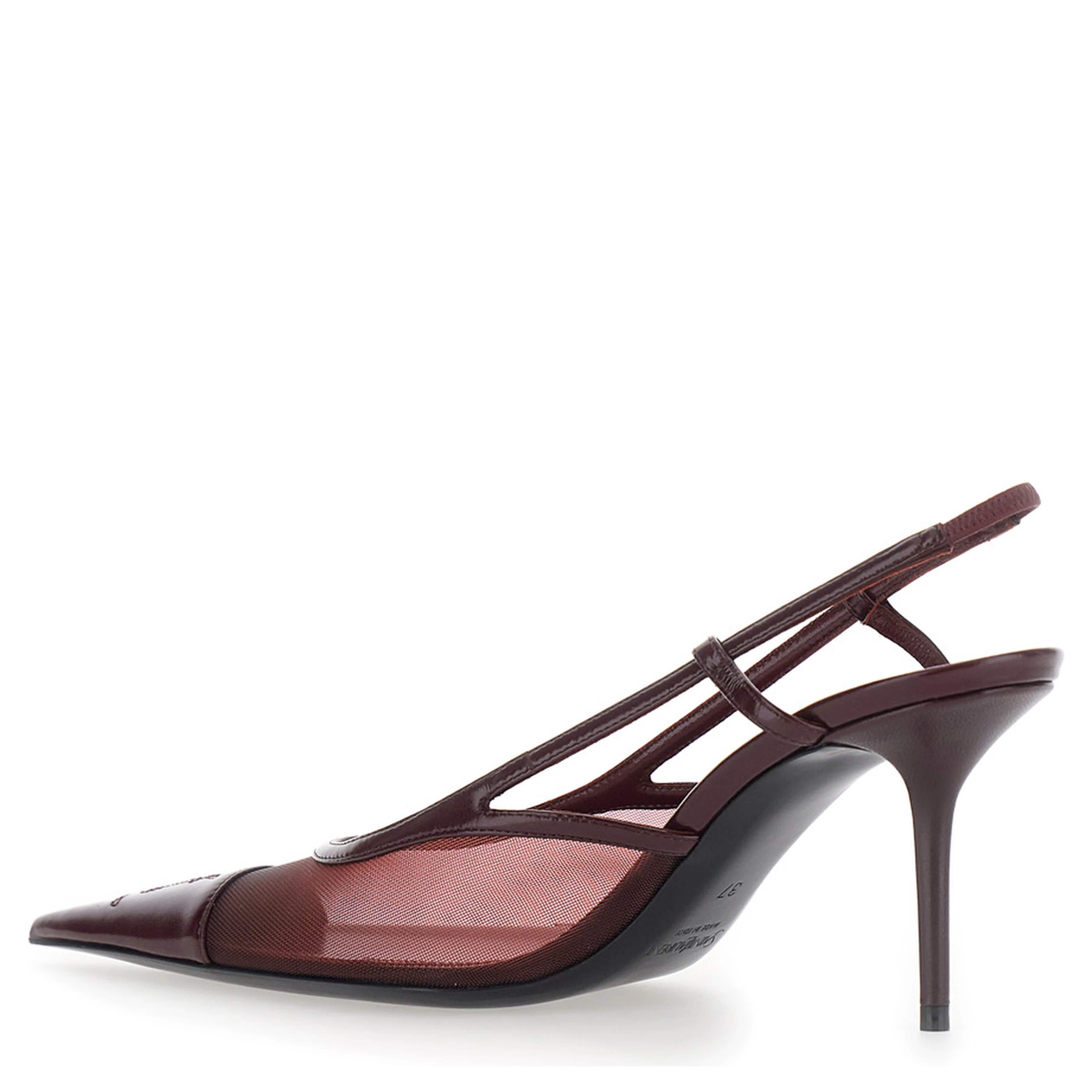 RENEE Bordeaux Pointed Pumps with Elastic Strap in Leather for Women