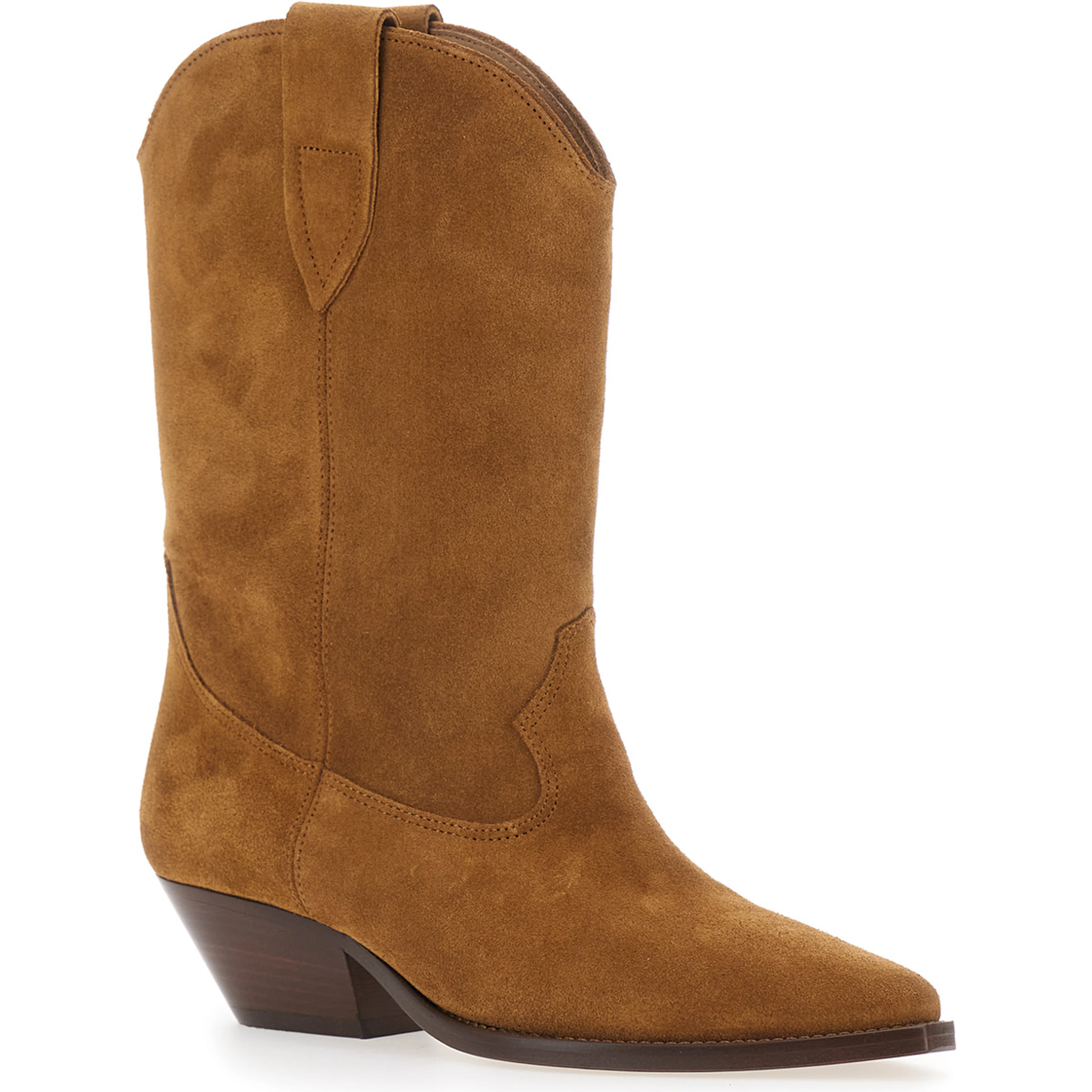 Duerto Brown Cowboy Boots with Cuban Heel in Suede for Women