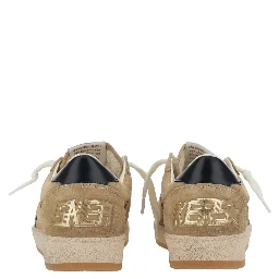 Ballstar Beige Low Top Sneakers with Star Patch on the Side in Suede for Women
