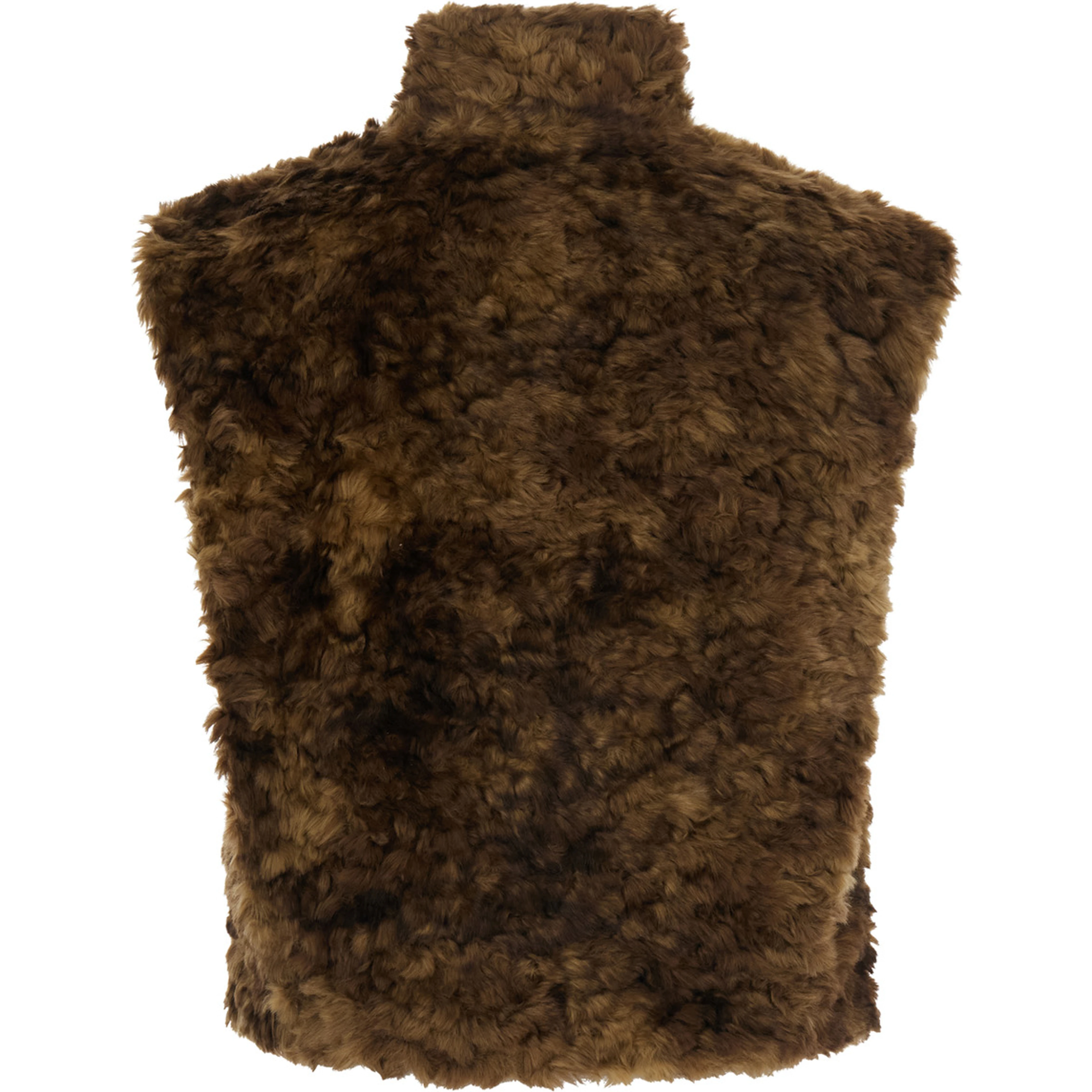 JOCYA brown Jacket with high collar and toggle closure in faux fur for women