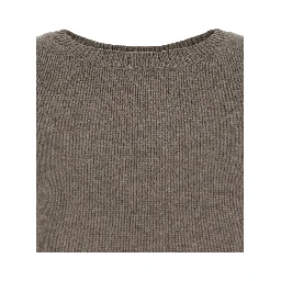 Sweater Mila with Ribbed Finishes in Gray Cashmere Woman