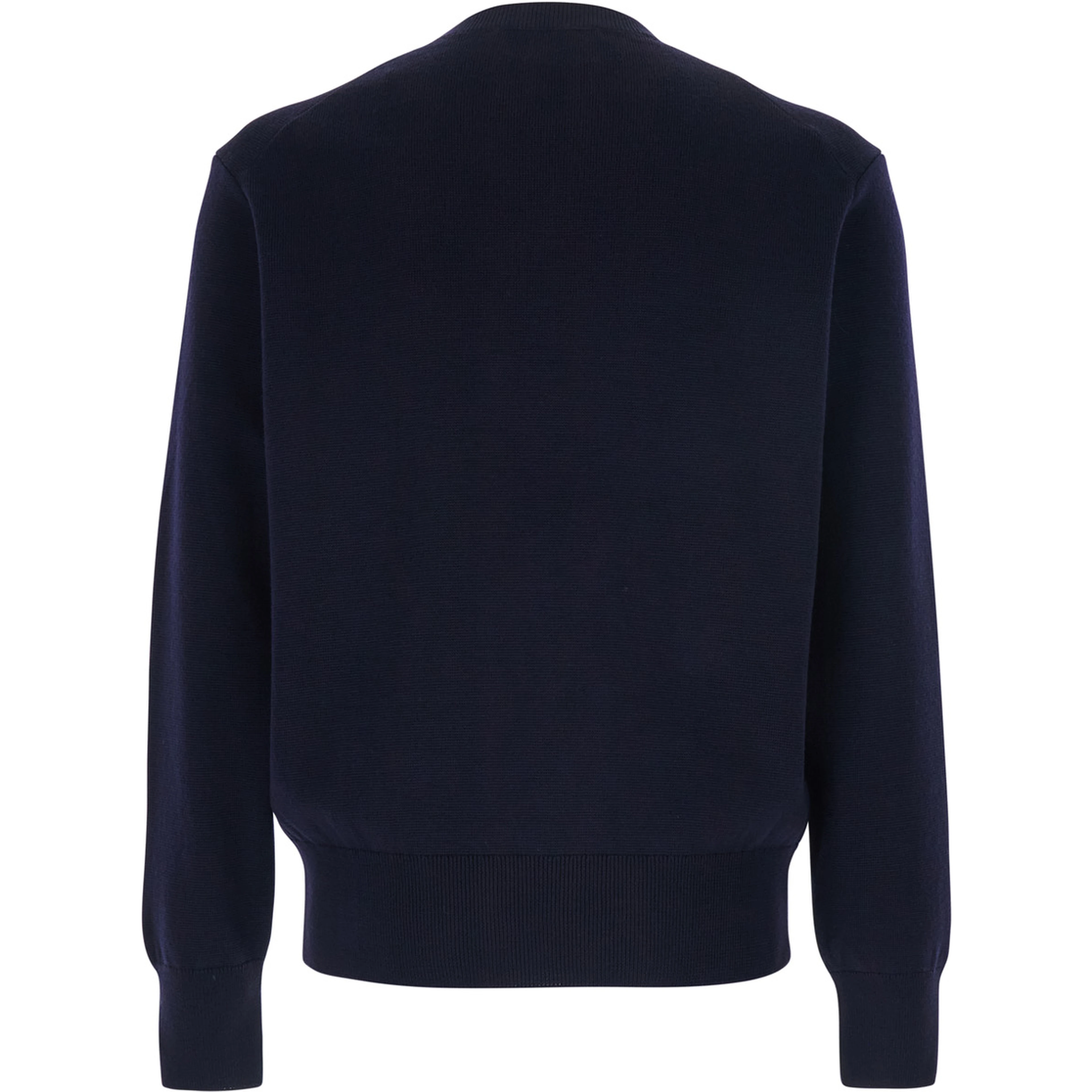 Crewneck Sweater with ADC Embroidery on the Front in Wool Blend Blue Men