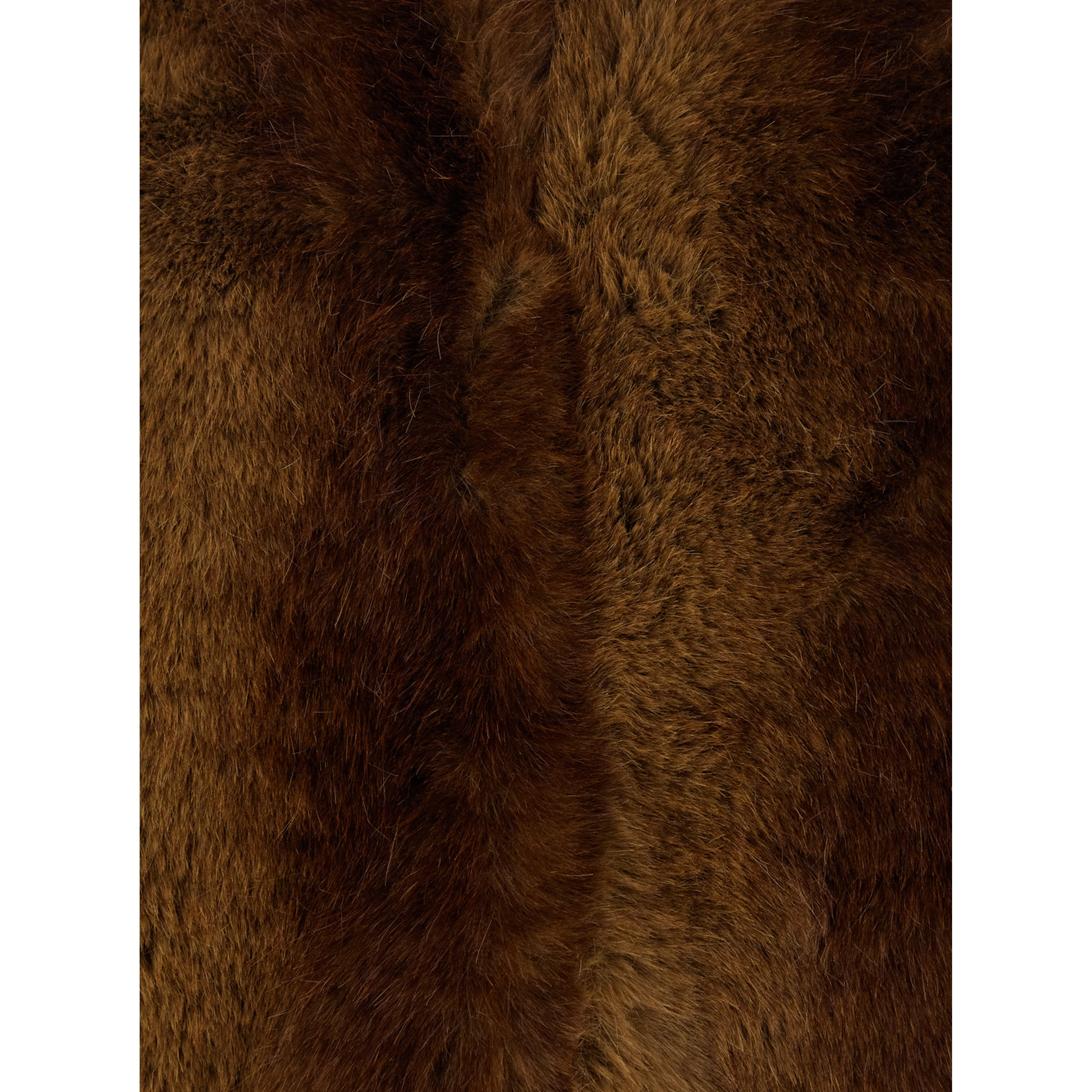 Brown Eco-Fur Coat with Fixed Hood for Women