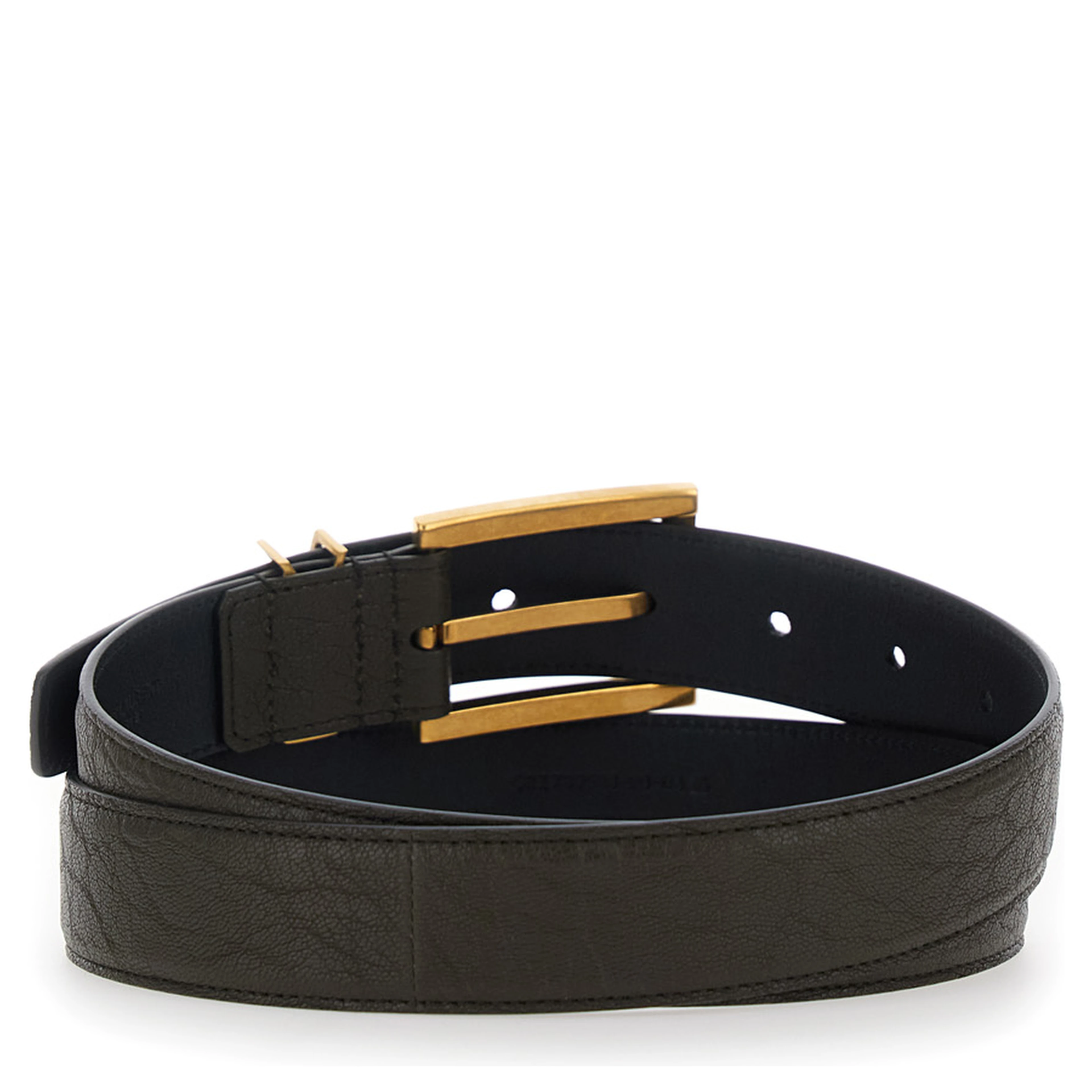 Brown Belt with Cassandre buckle closure in leather for women