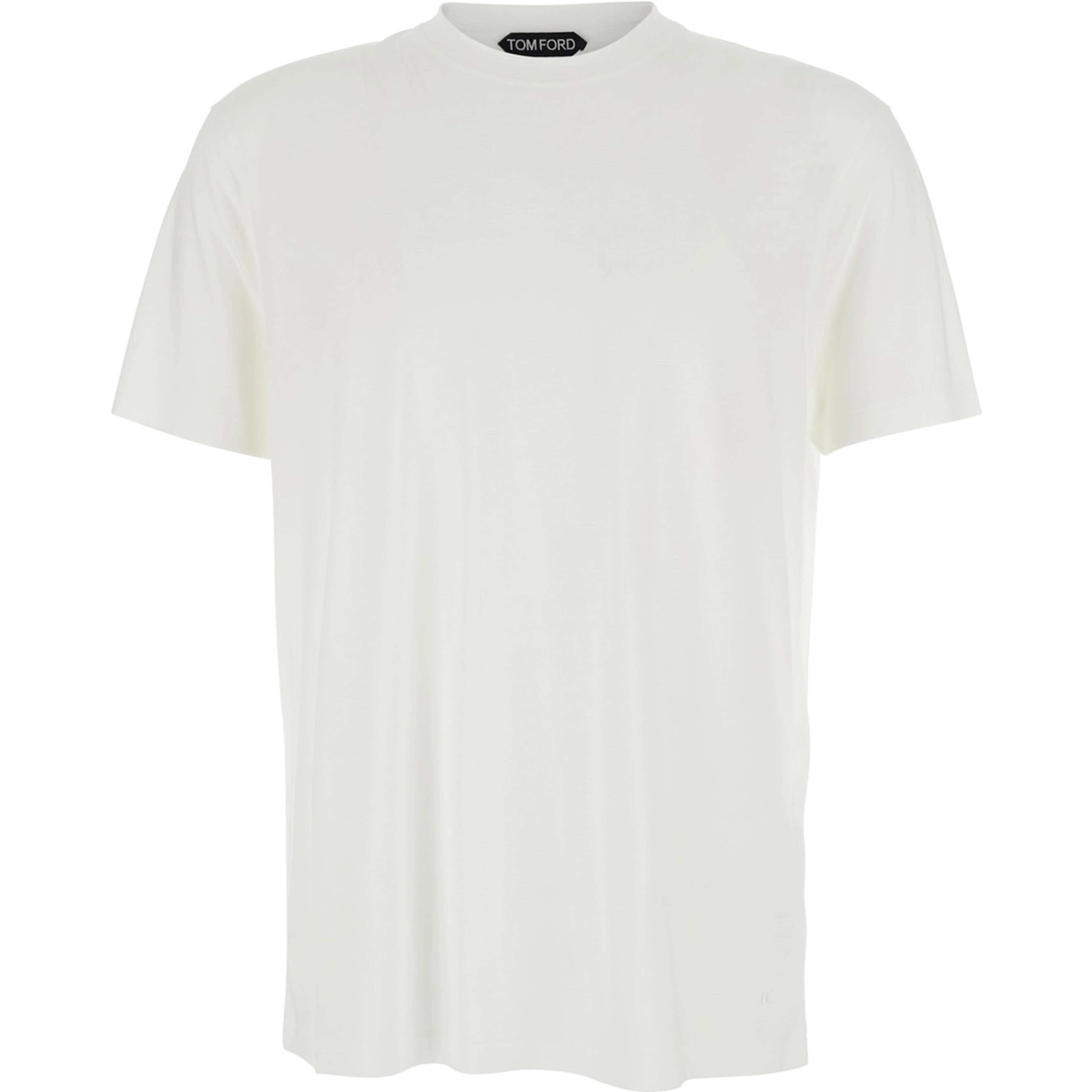 Crew Neck T-Shirt with Logo Embroidery on the Front in Cotton Blend White Men