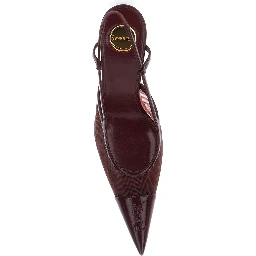 RENEE Bordeaux Pointed Pumps with Elastic Strap in Leather for Women
