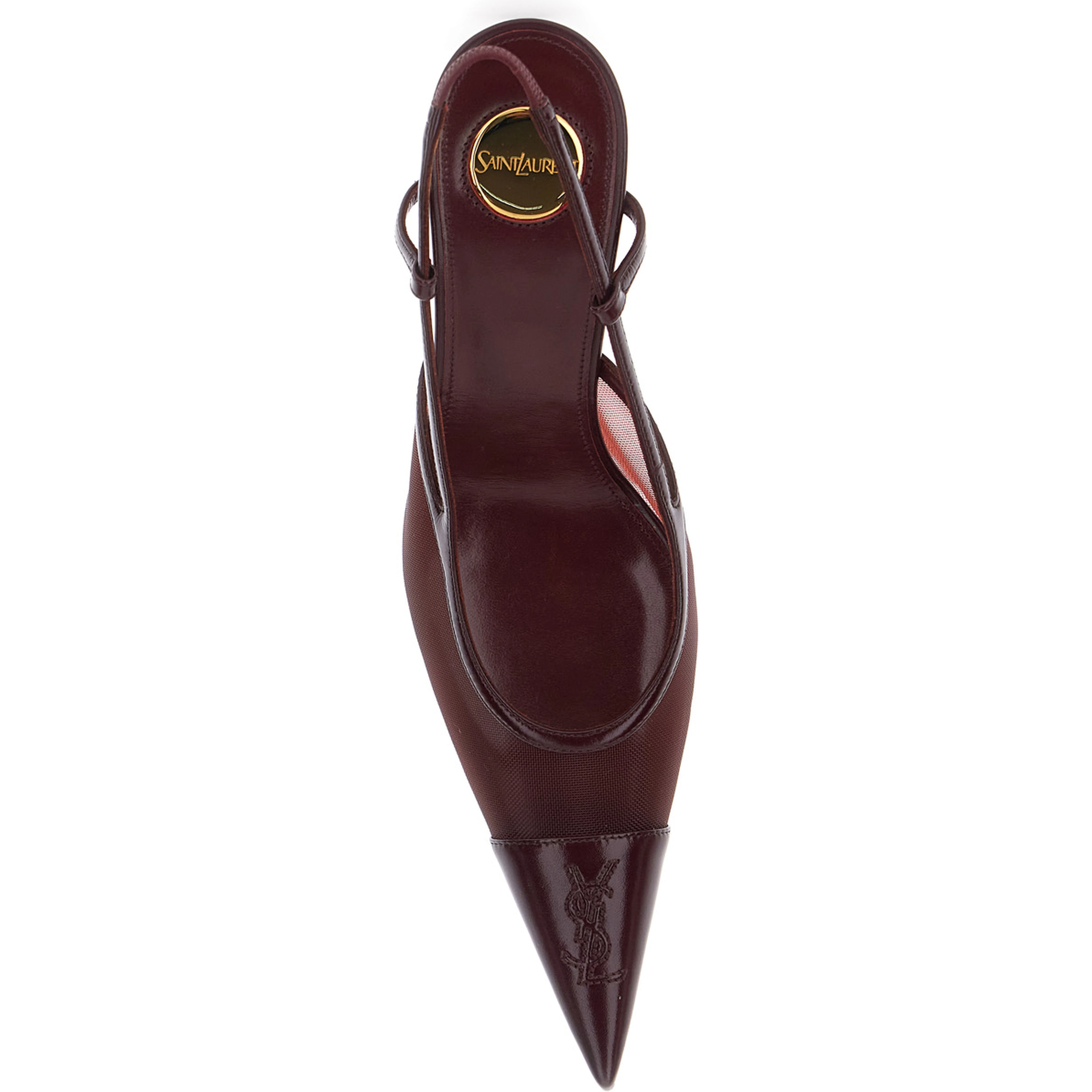 RENEE Bordeaux Pointed Pumps with Elastic Strap in Leather for Women