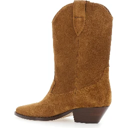 Duerto Brown Cowboy Boots with Cuban Heel in Suede for Women