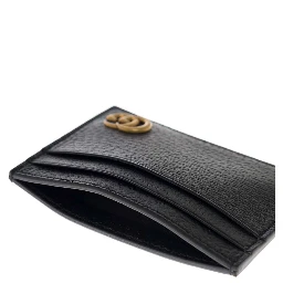 Card holder with GG plaque on the front in Black Leather for Men