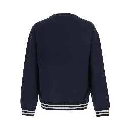 Blue Crewneck sweatshirt with logo embroidery on the front in cotton for men