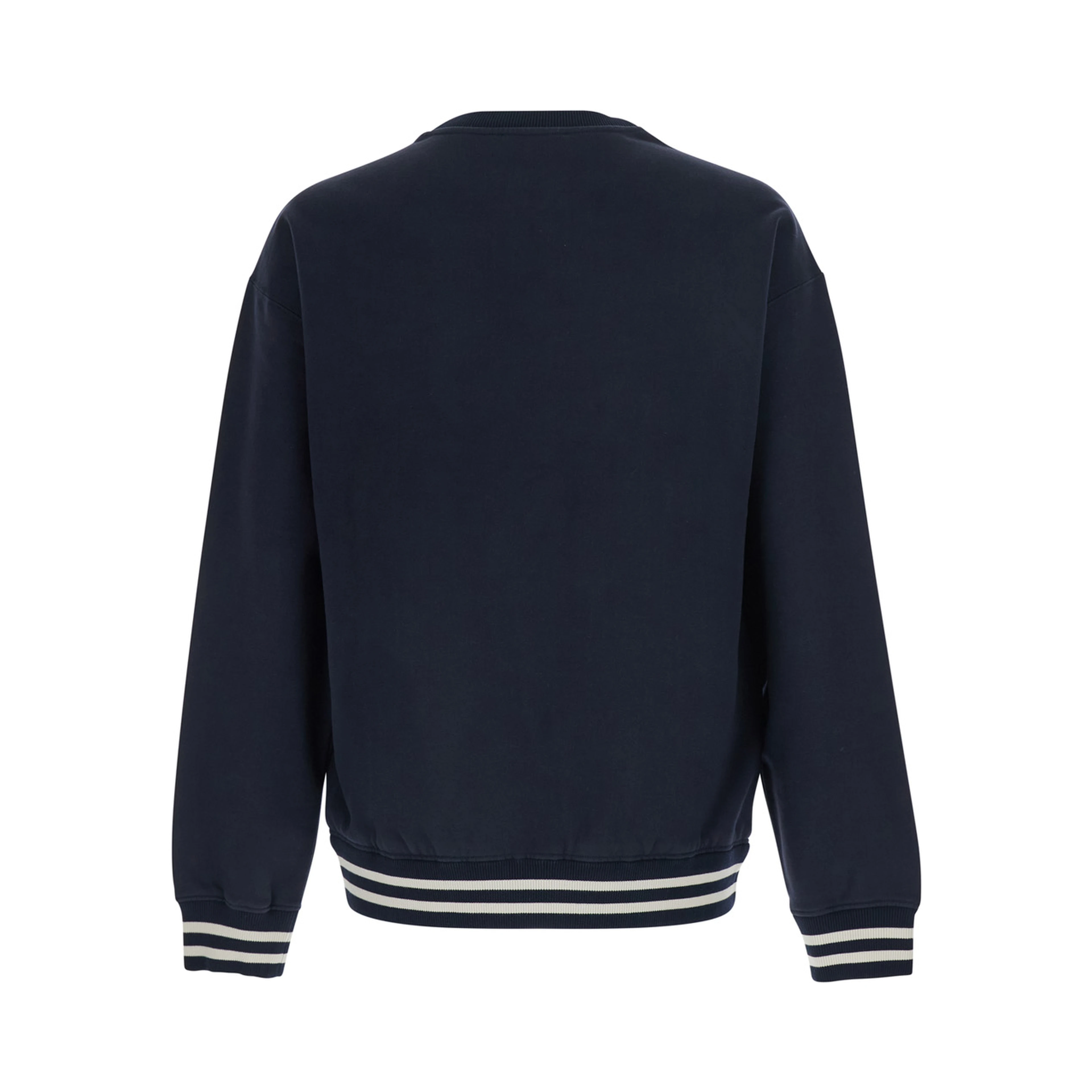 Blue Crewneck sweatshirt with logo embroidery on the front in cotton for men