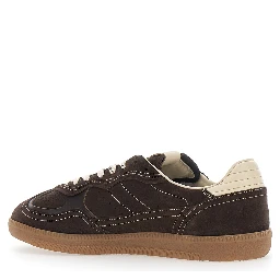 Brown Sneakers with logo patch on the tongue and Contrasting stitching in leather for men