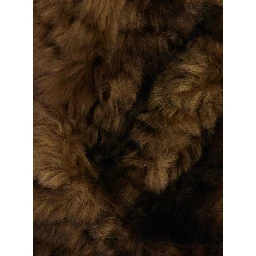 JOCYA brown Jacket with high collar and toggle closure in faux fur for women
