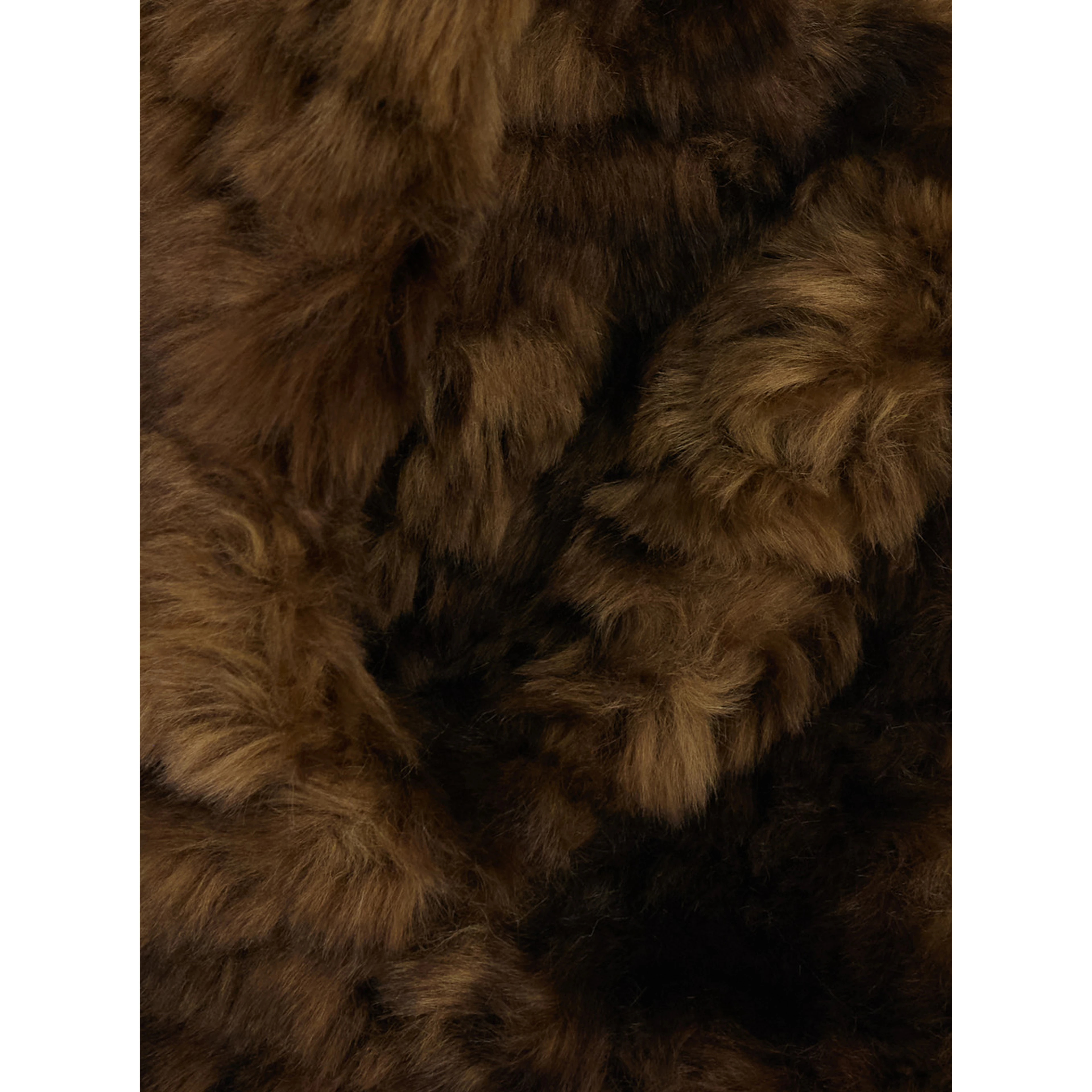 JOCYA brown Jacket with high collar and toggle closure in faux fur for women
