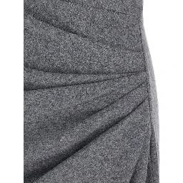 NAERYS Grey Long dress with asymmetric design and all-over ruching in fabric for women