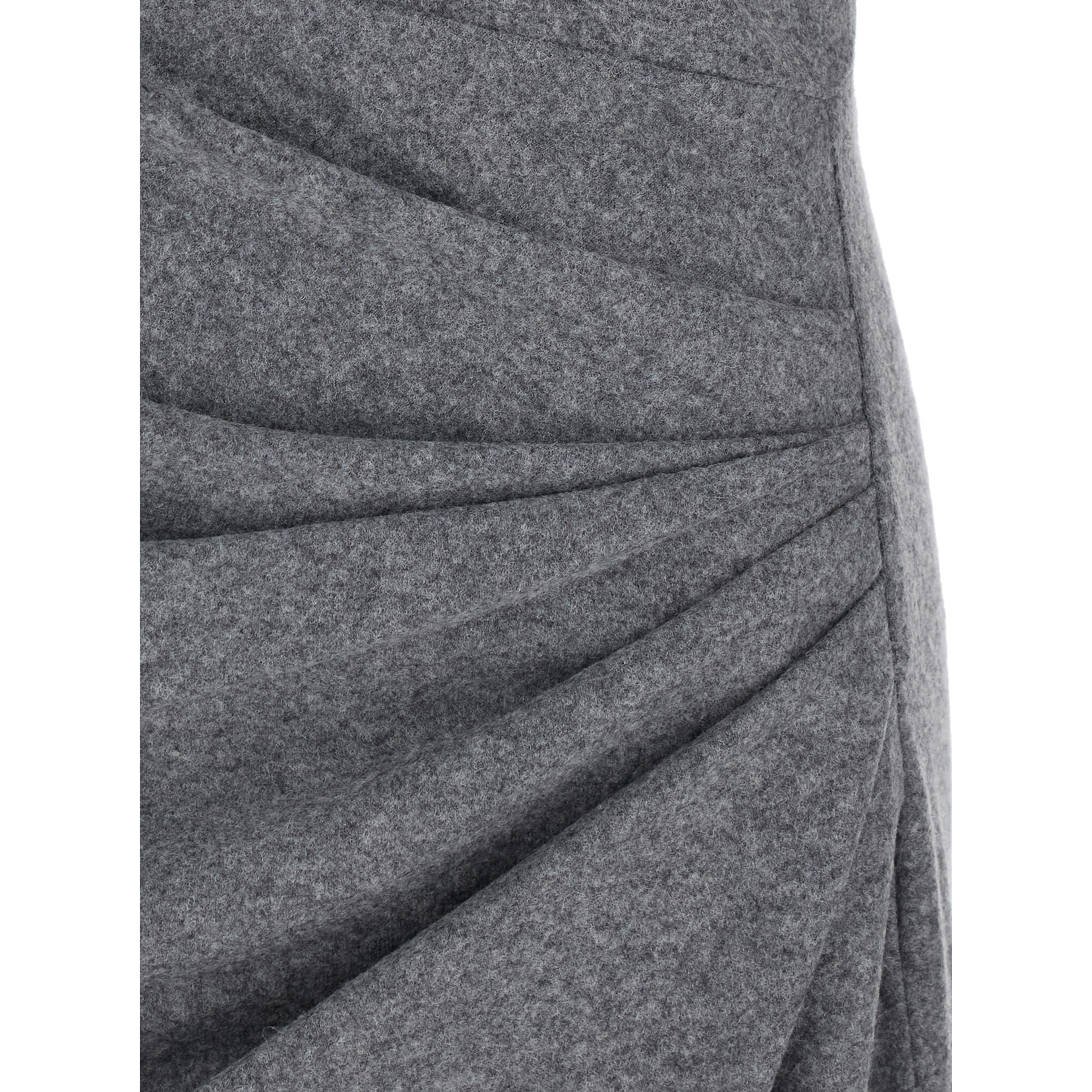 NAERYS Grey Long dress with asymmetric design and all-over ruching in fabric for women