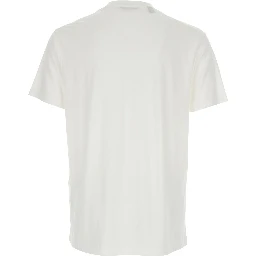 Crew Neck T-Shirt with Logo Embroidery on the Front in Cotton Blend White Men