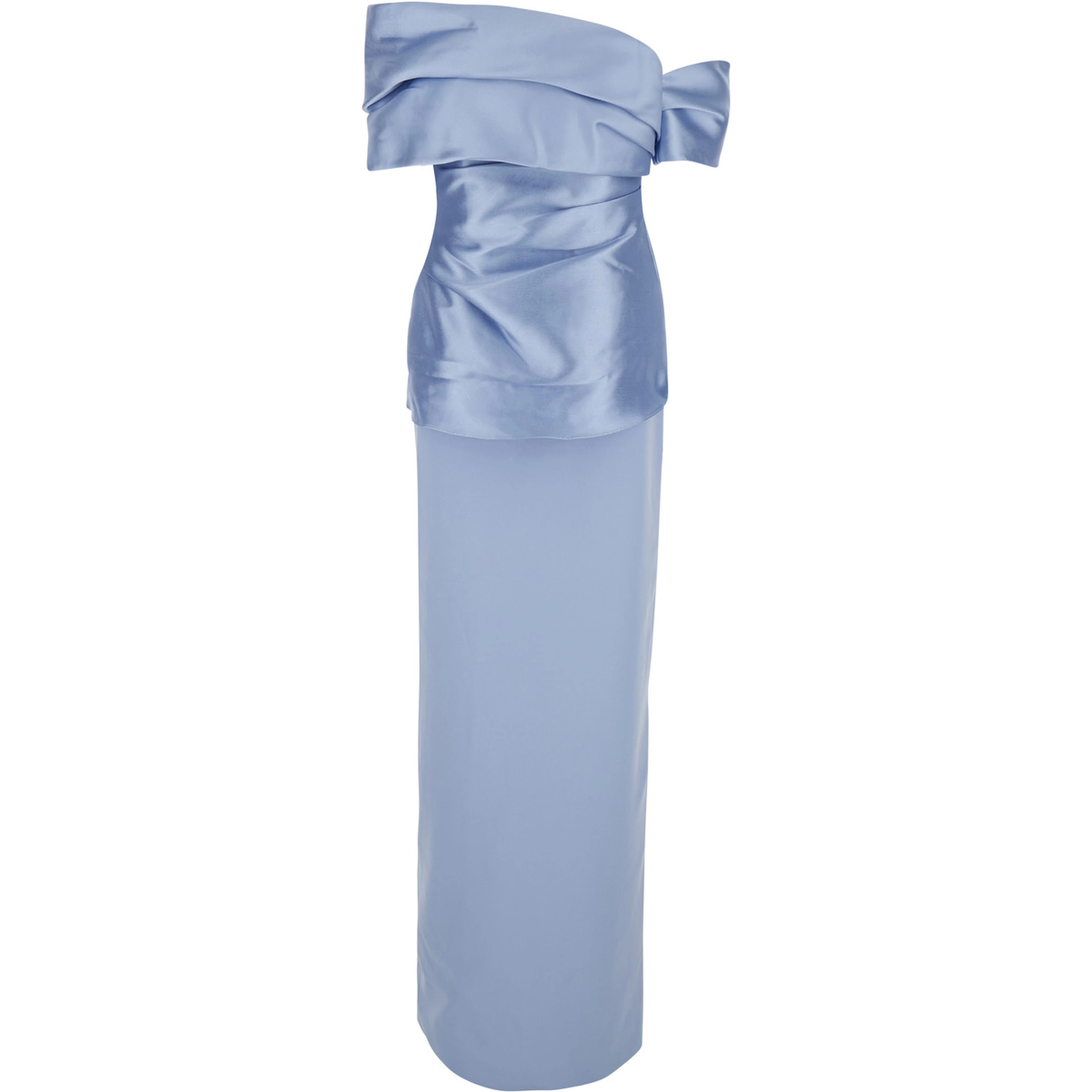 Lucine Light blue off-shoulder long dress with concealed zip closure in tech fabric for women