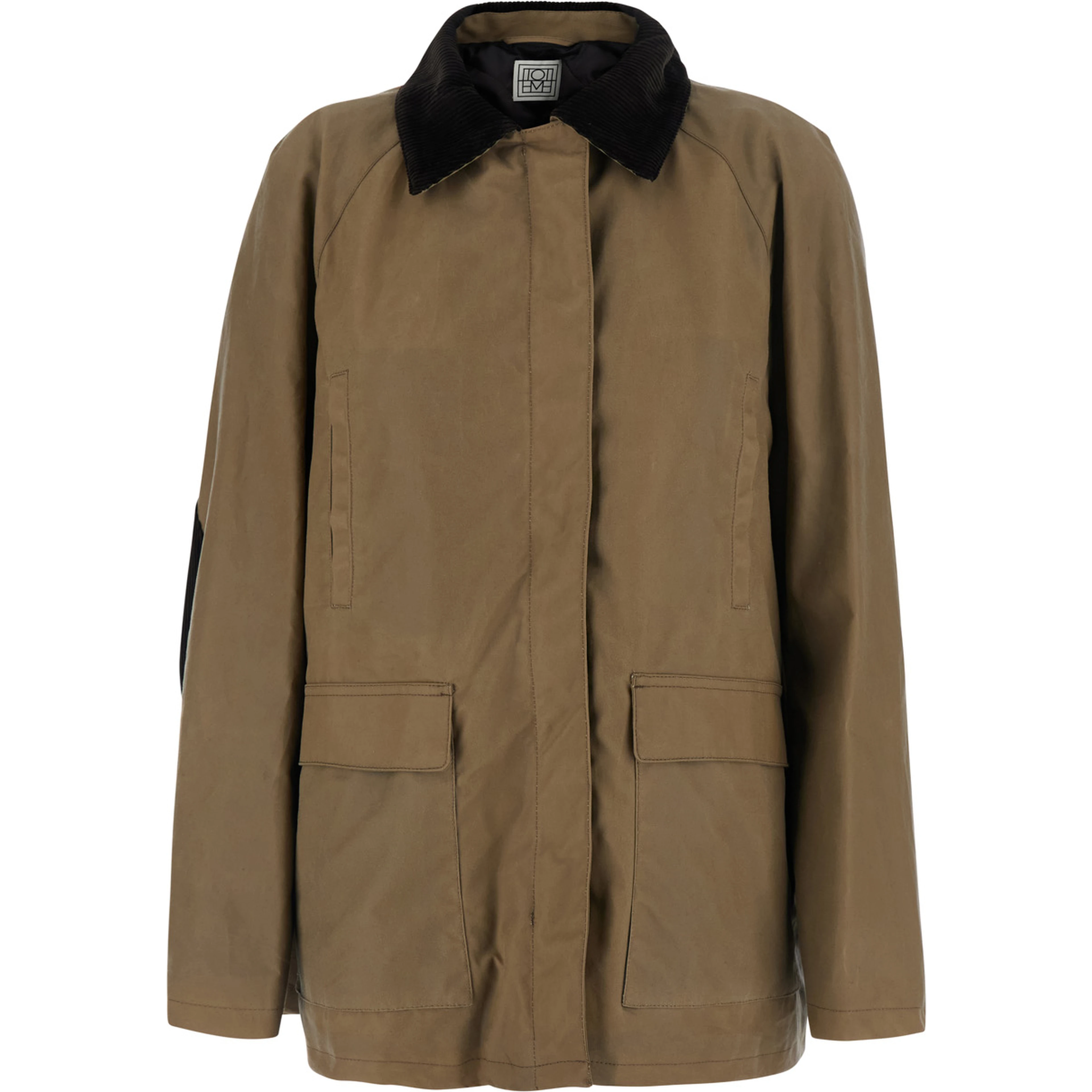 Beige Jacket with classic collar and patch elbows in cotton for women