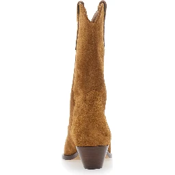 Duerto Brown Cowboy Boots with Cuban Heel in Suede for Women