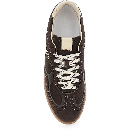 Brown Sneakers with logo patch on the tongue and Contrasting stitching in leather for men