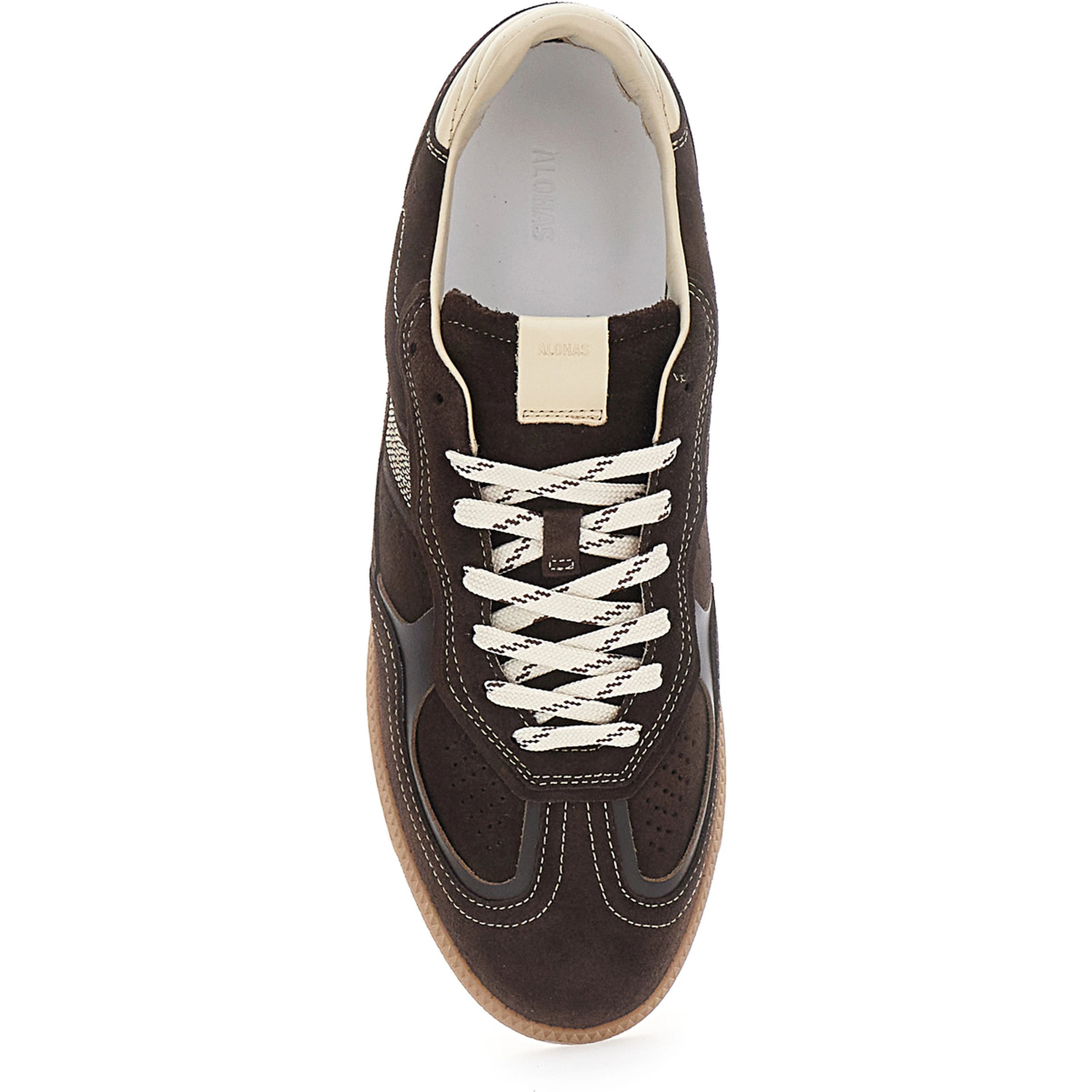 Brown Sneakers with logo patch on the tongue and Contrasting stitching in leather for men