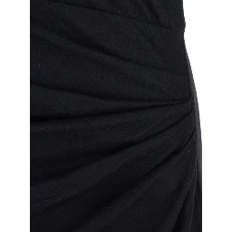 NAERYS black Long dress with asymmetric design and all-over ruching in fabric for women