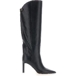 Alizze Black Boots with High Stiletto Heel in Leather for Women