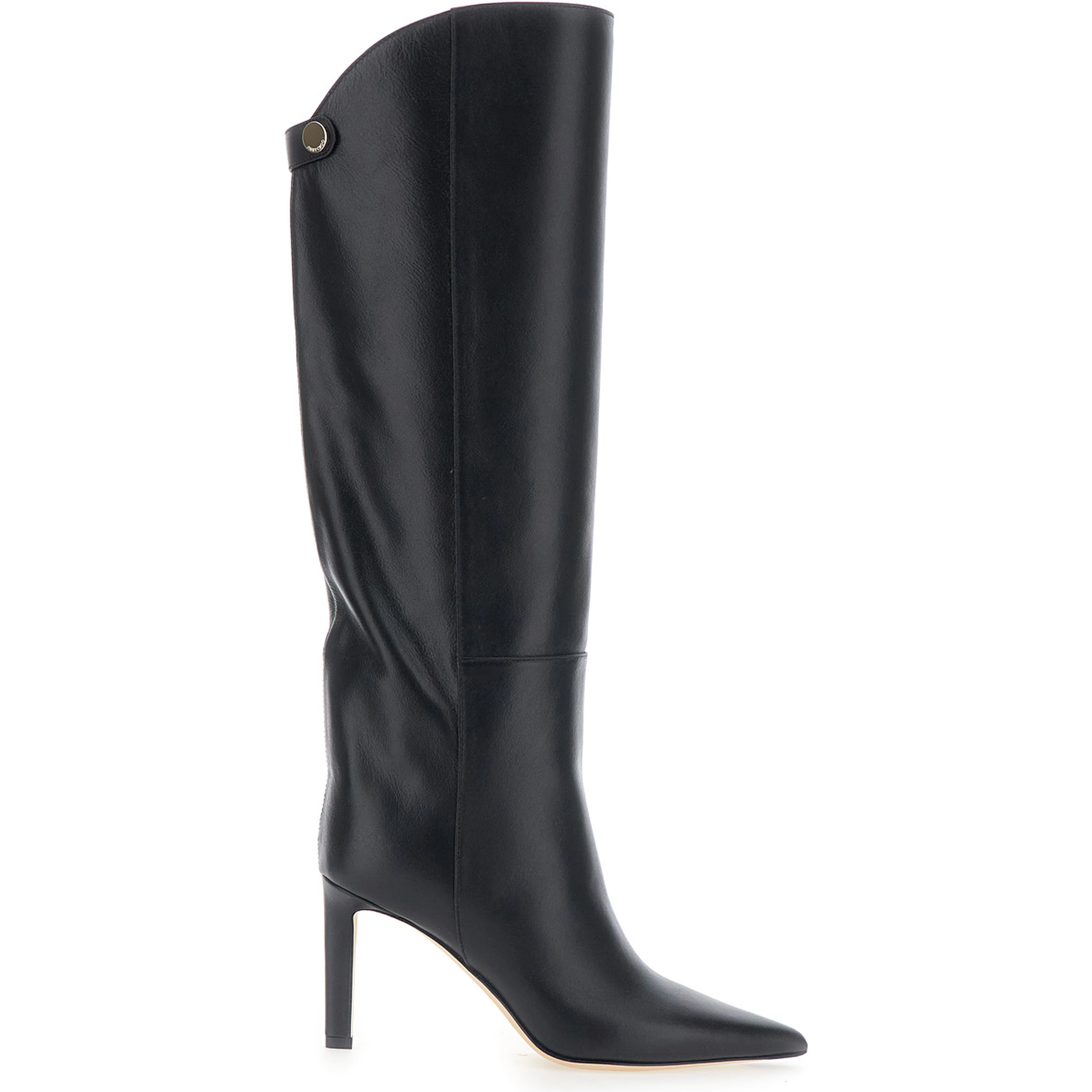 Alizze Black Boots with High Stiletto Heel in Leather for Women