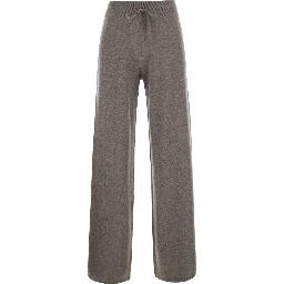 Sofi Beige Trousers with Elastic Waist and Wide Leg in Cashmere for Women